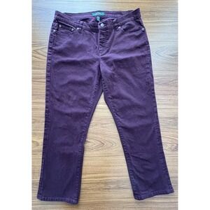 LRL Ralph Lauren Jeans Maroon Classic pants Straight Women 14W Mid Rise
